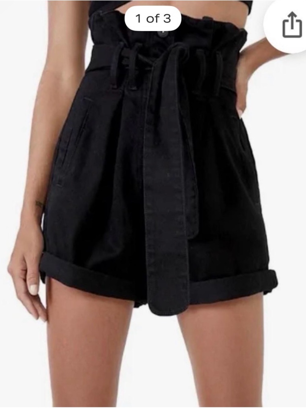 Bardot Black Paperbag Waist Tie Front Shorts